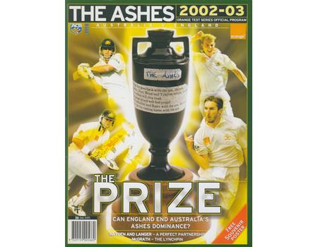 THE ASHES 2002-03 SOUVENIR CRICKET TOUR BROCHURE