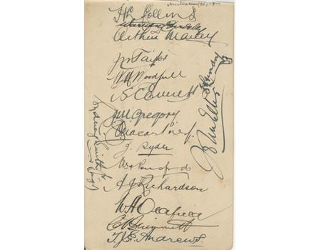 AUSTRALIA 1926 CRICKET AUTOGRAPHS
