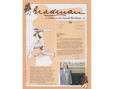 BRADMAN ... A TRIBUTE TO SIR DONALD BRADMAN 1986  (SIGNED BY BRADMAN)