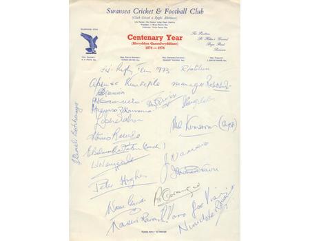 FIJI RUGBY TEAM 1973 (VISIT TO SWANSEA) - SIGNED TEAM SHEET