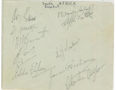 SOUTH AFRICA BASEBALL TEAM 1950S AUTOGRAPHS
