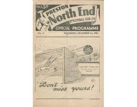 PRESTON NORTH END V MANCHESTER CITY 1956-57 FOOTBALL PROGRAMME