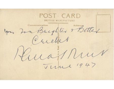 ALMA "CHAMP" HUNT (BERMUDA & SCOTLAND) SIGNED CRICKET POSTCARD