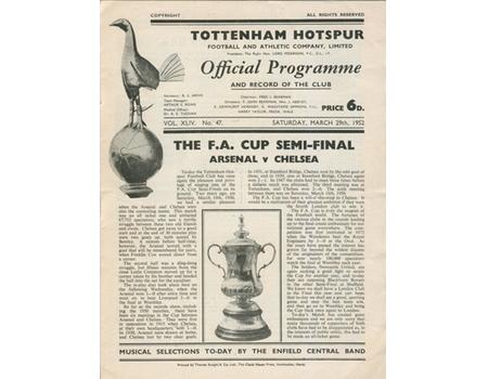 ARSENAL V CHELSEA 1952 (FA CUP SEMI-FINAL) FOOTBALL PROGRAMME