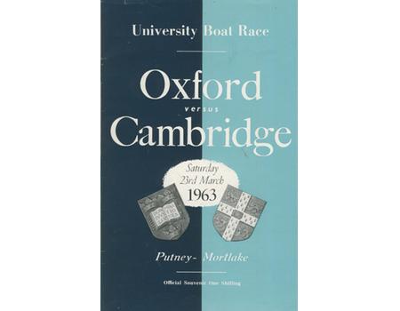 OXFORD V CAMBRIDGE  UNIVERSITY BOAT RACE 1963 ROWING PROGRAMME