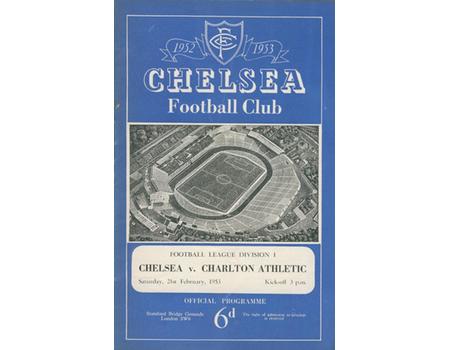 CHELSEA V CHARLTON ATHLETIC 1952-53 FOOTBALL PROGRAMME