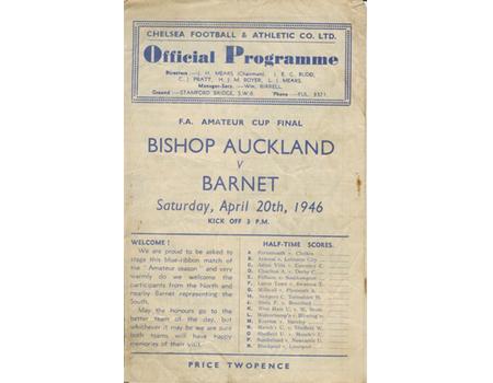 BISHOP AUCKLAND V BARNET 1946 (F.A. AMATEUR CUP FINAL) FOOTBALL PROGRAMME