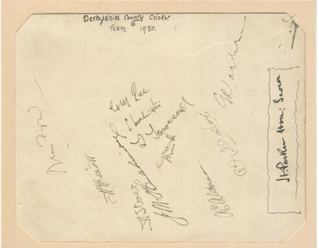 DERBYSHIRE 1930 CRICKET AUTOGRAPHS