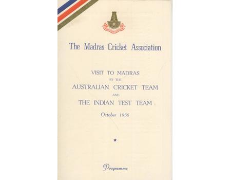 AUSTRALIA AND INDIA CRICKET VISIT TO MADRAS 1956 - PROGRAMME OF EVENTS