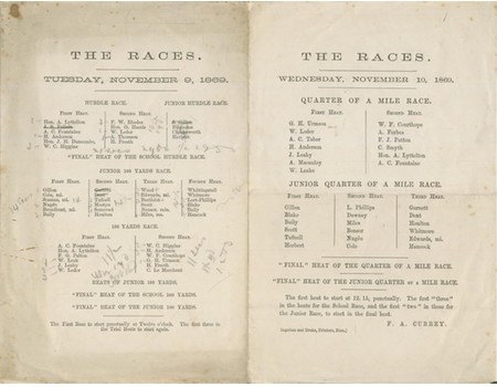 ETON COLLEGE ATHLETICS PROGRAMME 1869 - FEATURING ARTHUR LYTTELTON AND LORD HARRIS