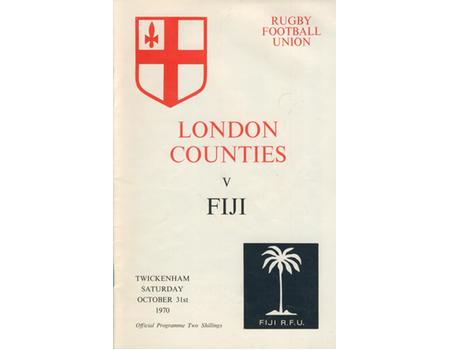 LONDON COUNTIES V FIJI 1970 (TWICKENHAM) RUGBY PROGRAMME