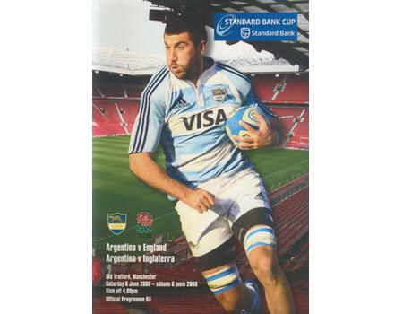 ENGLAND V ARGENTINA 2009 RUGBY PROGRAMME (OLD TRAFFORD)