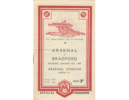ARSENAL V BRADFORD 1947-48 FOOTBALL PROGRAMME (CHAMPIONSHIP SEASON)