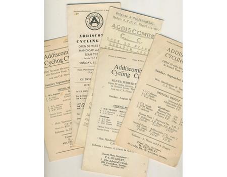 ADDISCOMBE CYCLING CLUB TIME TRIAL OFFICIAL RESULTS 1950 TO 1958