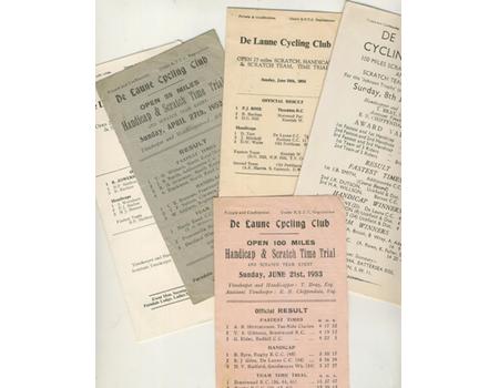 DE LAUNE CYCLING CLUB TIME TRIAL OFFICIAL RESULTS 1952 TO 1958