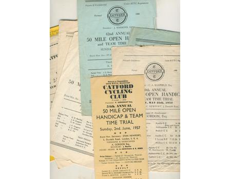 CATFORD CYCLING CLUB TIME TRIAL OFFICIAL RESULTS 1950 TO 1958