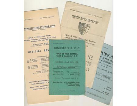 KINGSTON ROAD CYCLING CLUB TIME TRIAL OFFICIAL RESULTS 1948 TO 1955