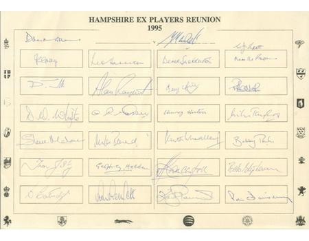 HAMPSHIRE COUNTY CRICKET CLUB EX-PLAYERS REUNION 1995 AUTOGRAPH SHEETS - SIGNED BY 51