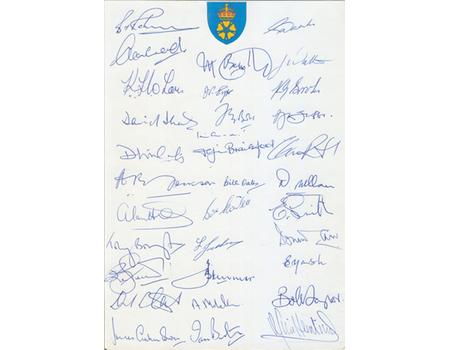 DERBYSHIRE COUNTY CRICKET CLUB POST-WAR AUTOGRAPH SHEET (35+ PLAYERS)
