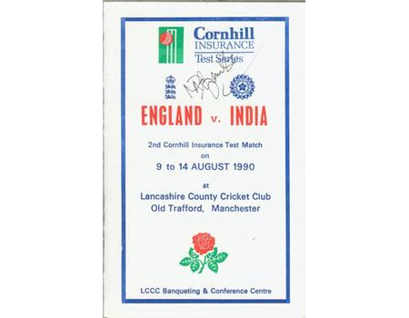 ENGLAND V INDIA 1990 (OLD TRAFFORD) LUNCH MENU - SIGNED BY AZHARUDDIN