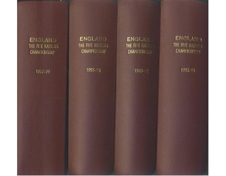 ENGLAND FIVE NATIONS RUGBY PROGRAMMES 1983 TO 1999 - 4 BOUND VOLUMES