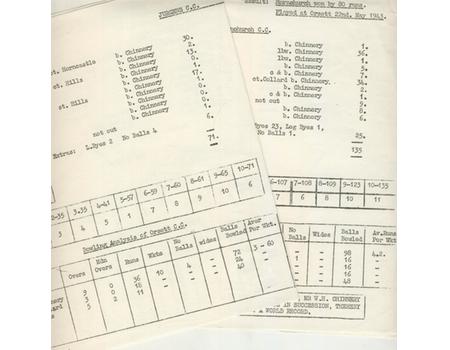 ORSETT CRICKET CLUB 1943 - W.H. CHINNERY TAKES 10 WICKETS IN CONSECUTIVE GAMES