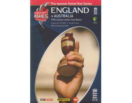 ENGLAND V AUSTRALIA 2009 (5TH TEST) CRICKET PROGRAMME