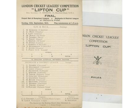 LONDON CRICKET LEAGUES