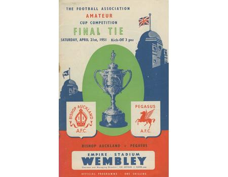 BISHOP AUCKLAND V PEGASUS 1951 AMATEUR CUP FINAL FOOTBALL PROGRAMME