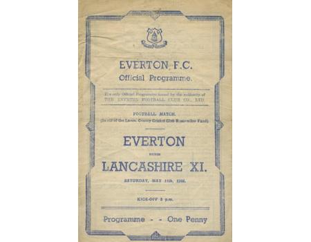 EVERTON V LANCASHIRE XI 1946 FOOTBALL PROGRAMME