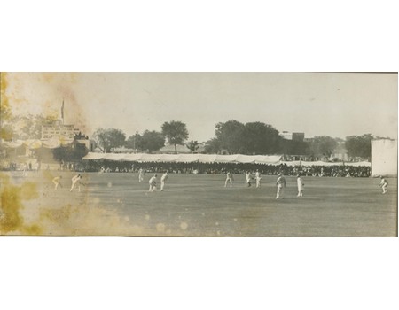 ENGLAND TOUR TO INDIA 1933-34 CRICKET PHOTOGRAPH - JARDINE AND VALENTINE BATTING AGAINST VICEROY