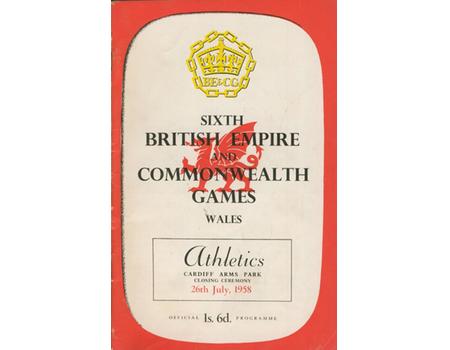 CARDIFF COMMONWEALTH GAMES 1958 - 26TH JULY ATHLETICS & CLOSING CEREMONY