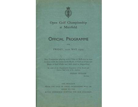 OPEN GOLF CHAMPIONSHIP 1929 (MUIRFIELD) PROGRAMME