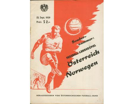 AUSTRIA V NORWAY 1959 FOOTBALL PROGRAMME