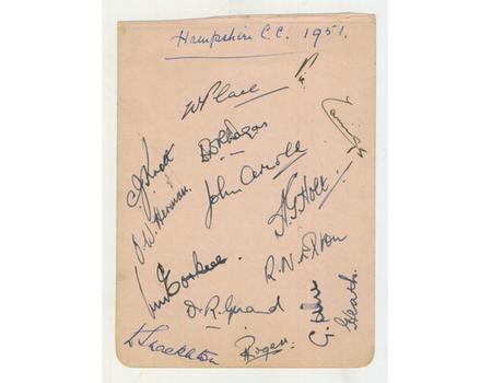 HAMPSHIRE 1951 CRICKET AUTOGRAPHS