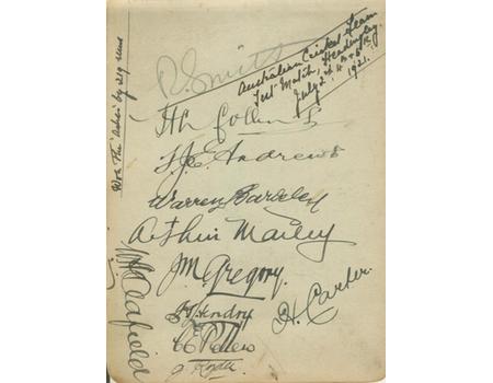 AUSTRALIA 1921 SIGNED ALBUM PAGE