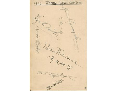 JAPANESE DAVIS CUP TEAM 1934 TENNIS AUTOGRAPHS