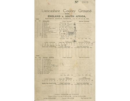 ENGLAND V SOUTH AFRICA 1935 (OLD TRAFFORD) CRICKET SCORECARD