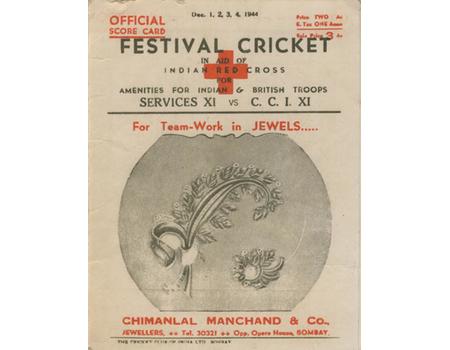 CRICKET CLUB OF INDIA V SERVICES 1944-45 CRICKET SCORECARD