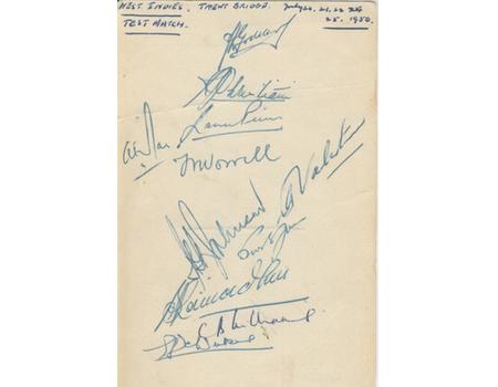 WEST INDIES 1950 CRICKET AUTOGRAPHS - TRENT BRIDGE TEST