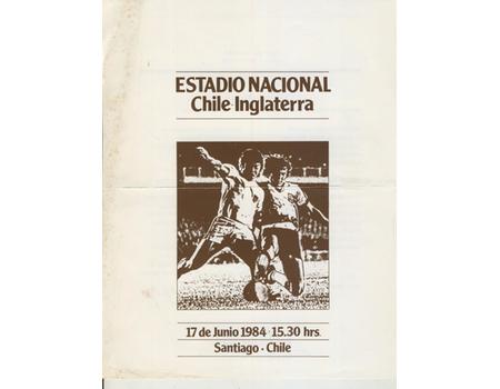 CHILE V ENGLAND 1984 FOOTBALL PROGRAMME