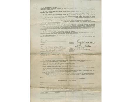 STANLEY JEHU 1933 SIGNED BOXING CONTRACT