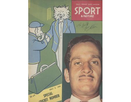 SPORT & PASTIME - VOL.VXIII NO.18, 2 MAY 1959, FEATURING INDIA V ENGLAND TOUR 1959