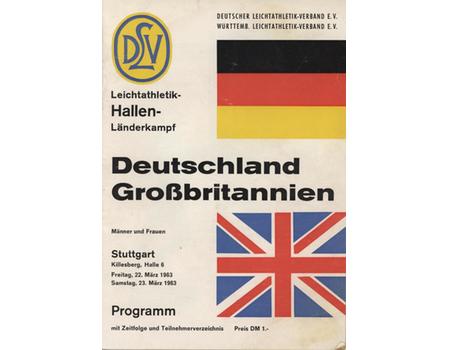 GERMANY V GREAT BRITAIN 1963 ATHLETICS PROGRAMME