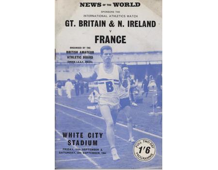 GREAT BRITAIN & N. IRELAND V FRANCE 1964 ATHLETICS PROGRAMME