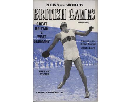 BRITISH GAMES (INCORPORATING GB V WEST GERMANY)1963 ATHLETICS PROGRAMME