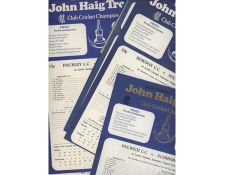 CLUB CRICKET CHAMPIONSHIP 1976-90 CRICKET SCORECARDS (11 IN TOTAL)