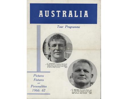 AUSTRALIA  RUGBY UNION TOUR OF GREAT BRITAIN 1966-67