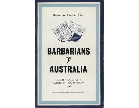 BARBARIANS V AUSTRALIA 1967 RUGBY PROGRAMME