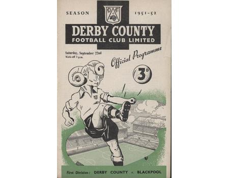 DERBY COUNTY V BLACKPOOL 1951-52 FOOTBALL PROGRAMME